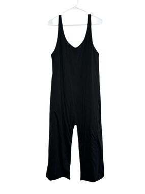 Lunya Women's Organic Pima Cotton Black Crop Jumpsuit XL